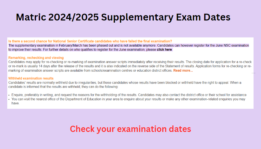 Discover Matric 2024/2025 Supplementary Exam Dates