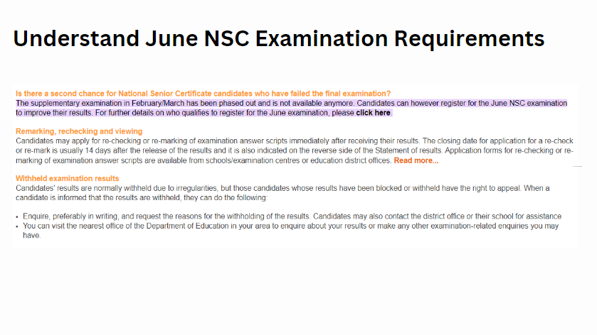 Understand June NSC Examination Requirements