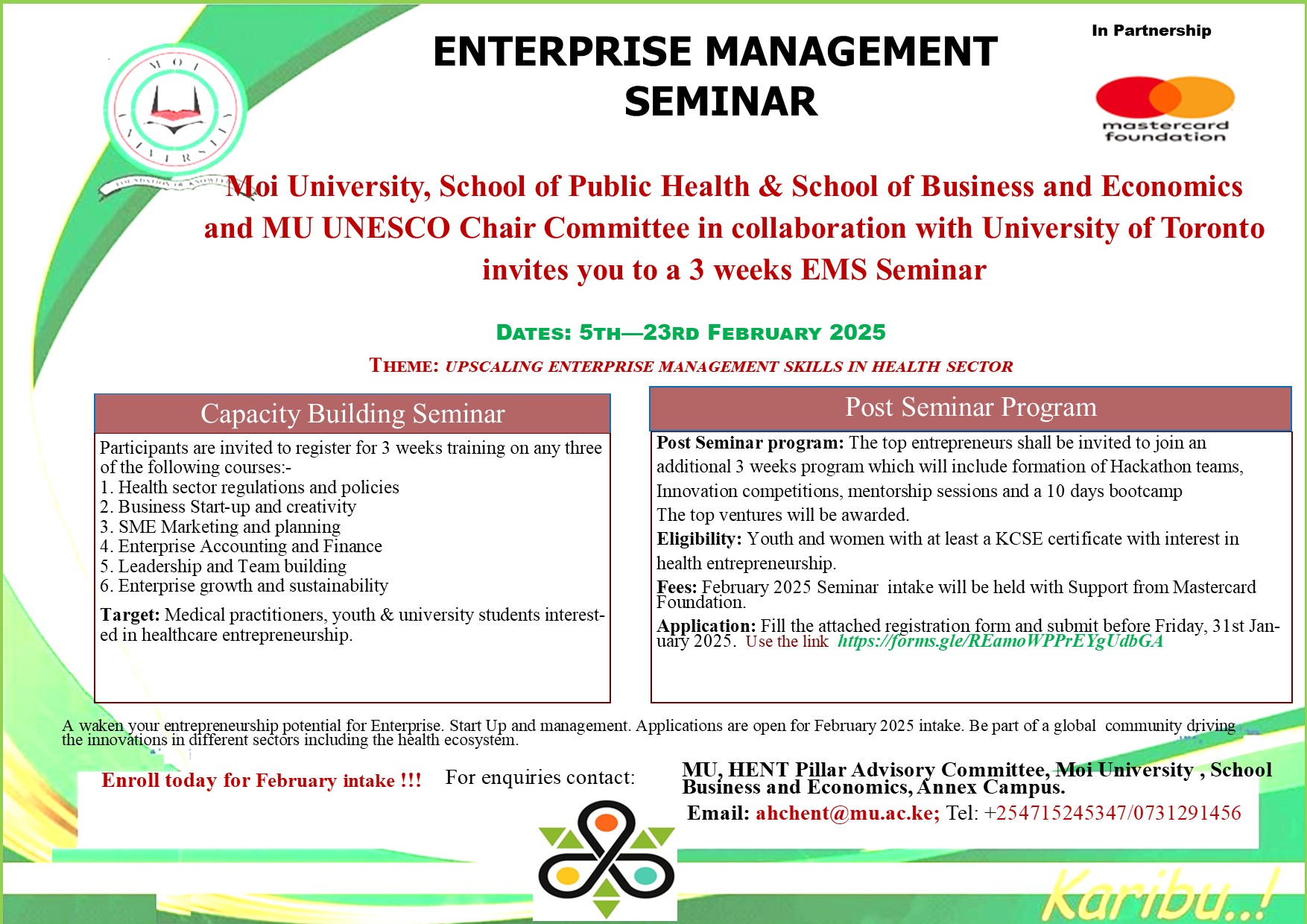 Moi University Extends Application Deadline for Enterprise Management Seminar